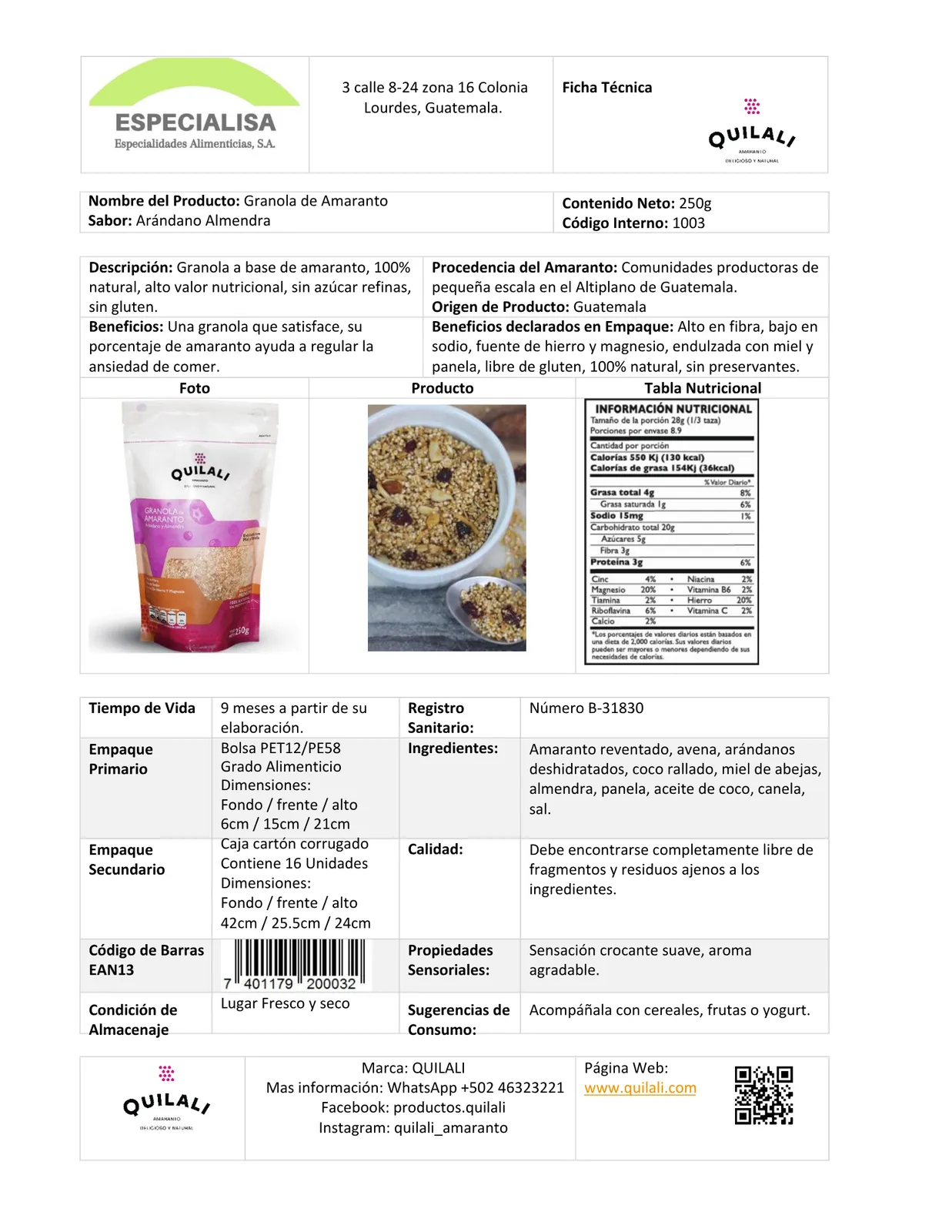 Granola de Amaranto
