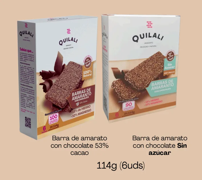 Barras de amaranto con chocolate